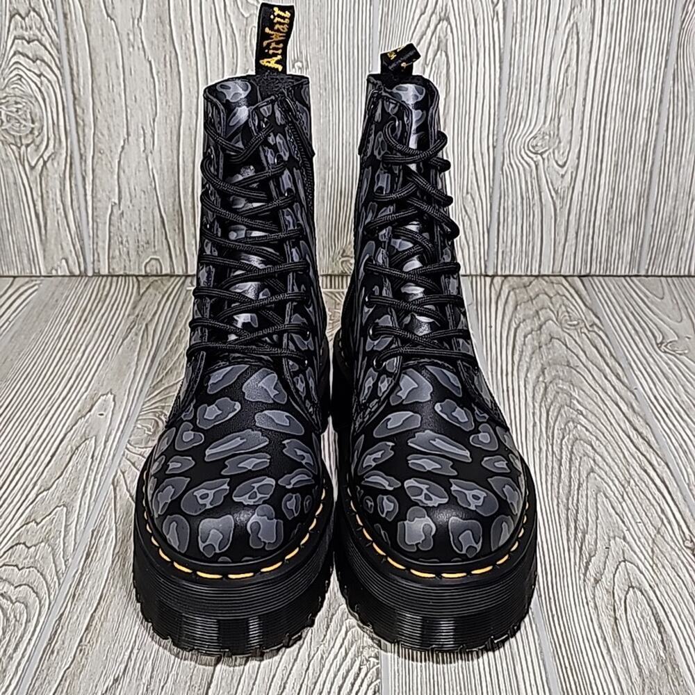 Dr. Martens Jadon Distorted Leopard Print Platform Combat Boots Women Size 7 NEW - Picture 3 of 11